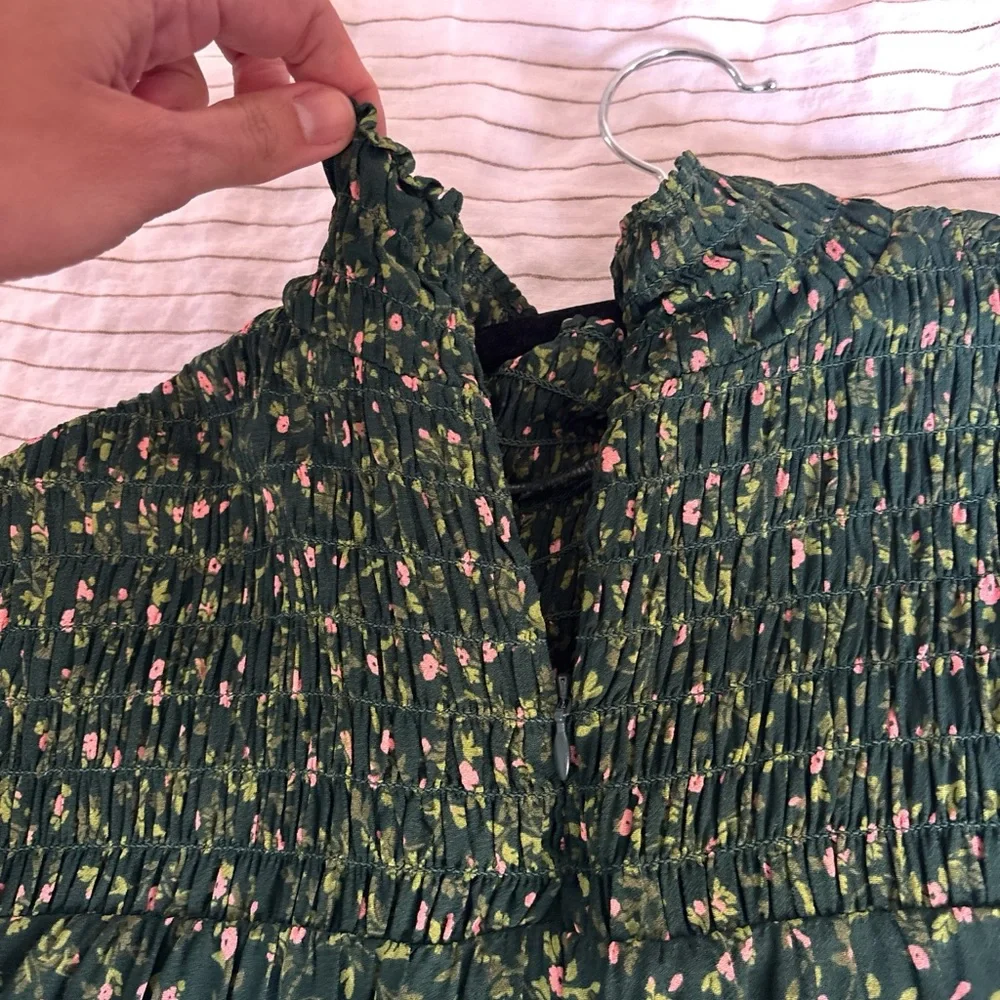 Reformation Dark Green Floral Mini Dress - Picture 4 of 4